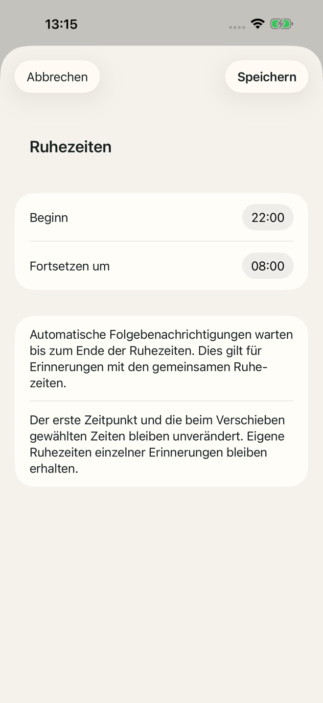 Beispiel aus TillYouDo: Ruhezeiten